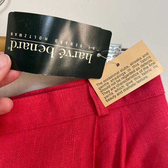 NWT Vintage 90s Harvé Benard Hot Pink 100% Linen High-Waisted Pleated Pants 8 - Picture 6 of 10